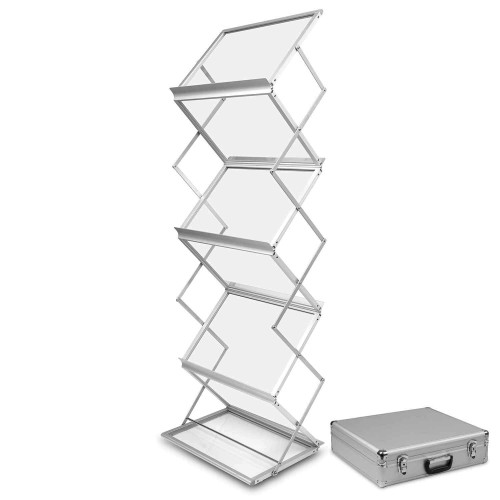 Stojak na ulotki Montana Srebrny A3 + walizka